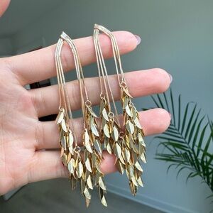 Elegant Gold Leaf Drop Earrings